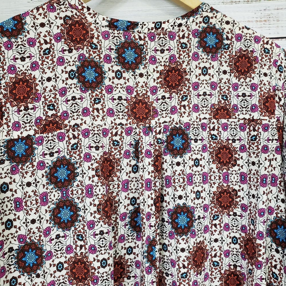 Umgee mandala print keyhole bell sleeve mini dress - Picture 5 of 9